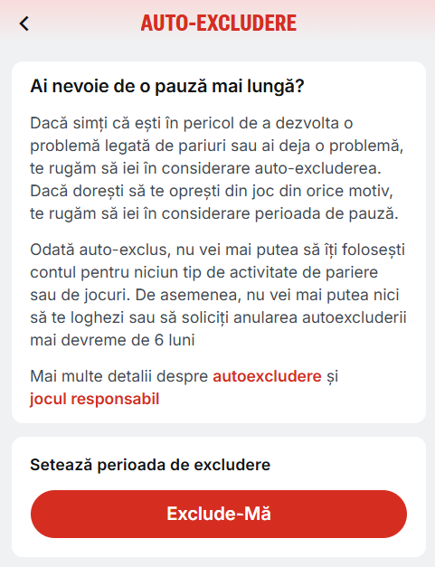 Autoexcludere Superbet