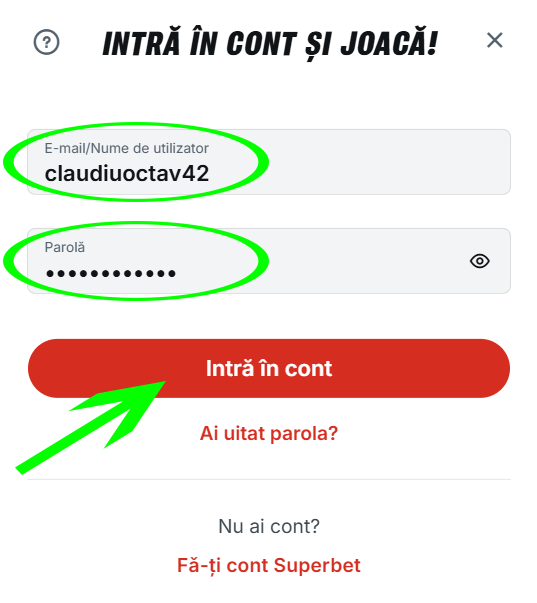 Pasul 2 - blocare cont Superbet