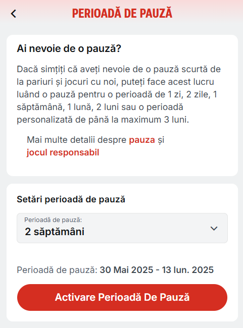 Perioada de pauza la Superbet - blocarea temporara a contului
