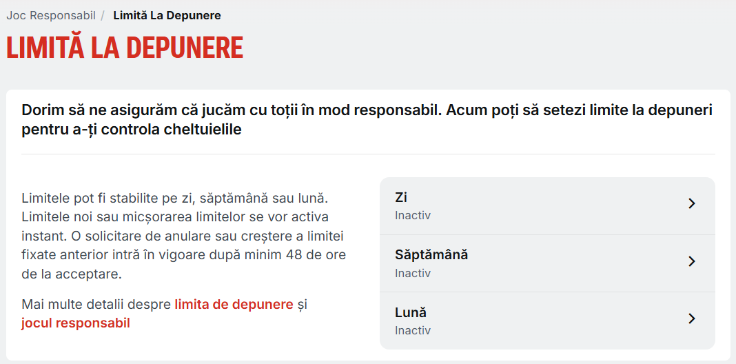 Setari si optiuni de joc responsabil la Superbet Romania